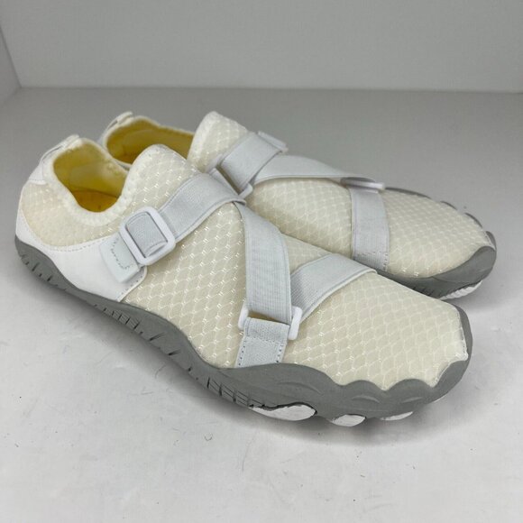 Womens Beige Quick-Dry Aqua Socks Rubber Barefoot Slip On Size 9.5 Water Shoes - Picture 2 of 9